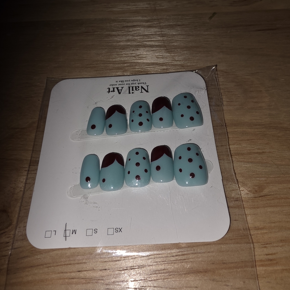Nail Art Press-On Nails - Teal and Maroon